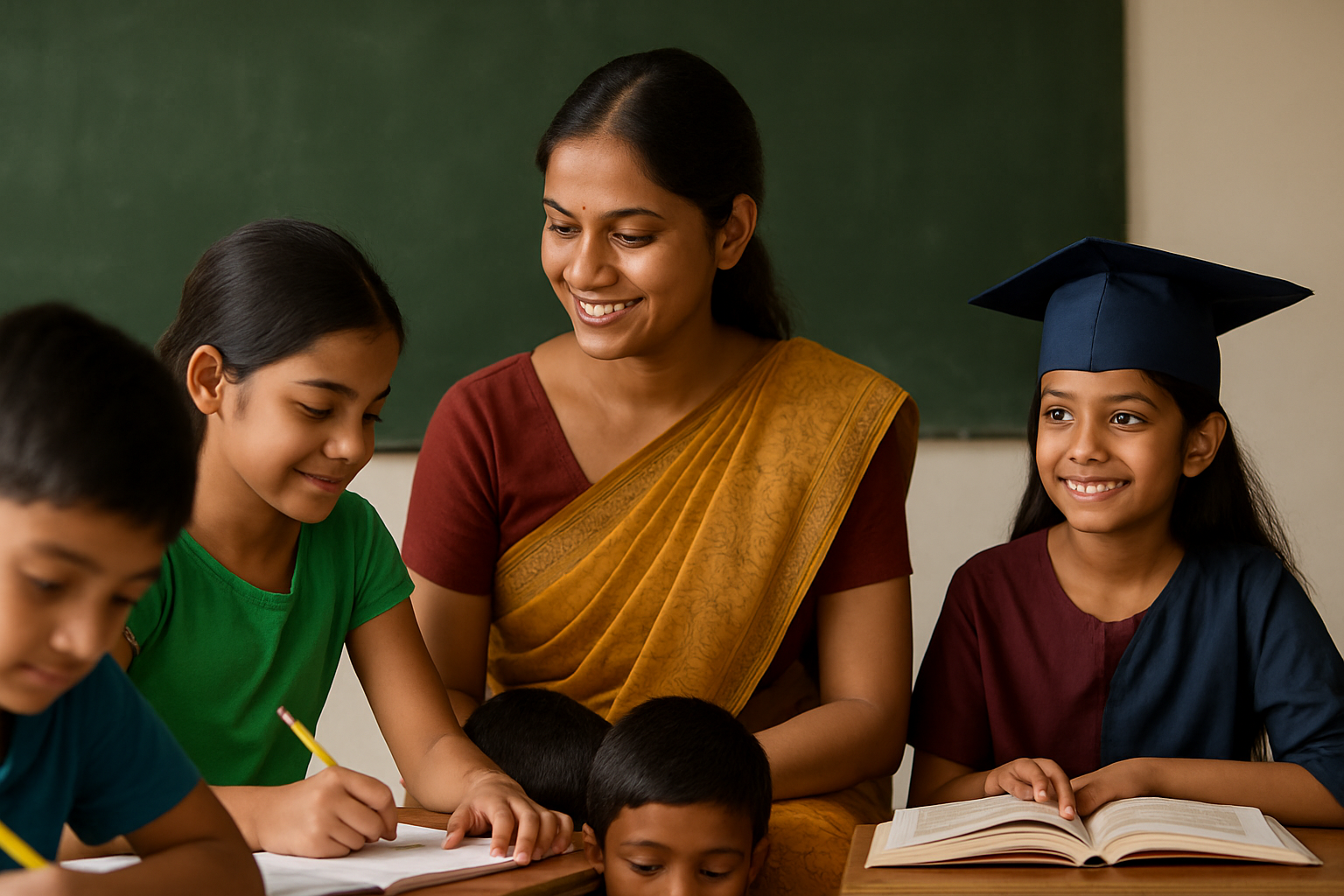 Students learning in a classroom setting